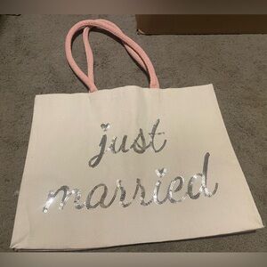 Just married canvas tote bag